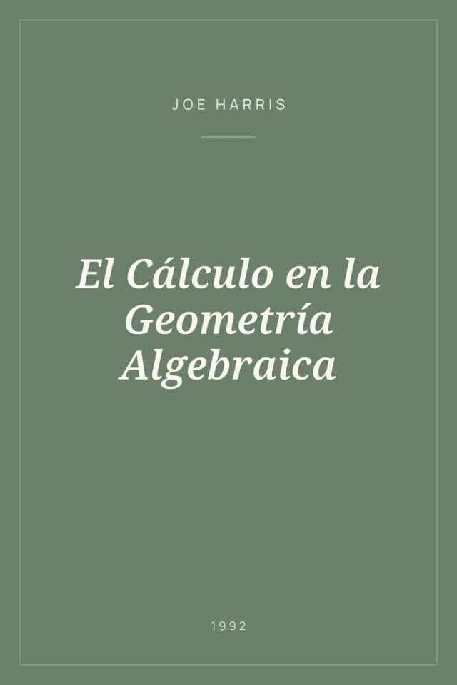 Portada de El Cálculo en la Geometría Algebraica