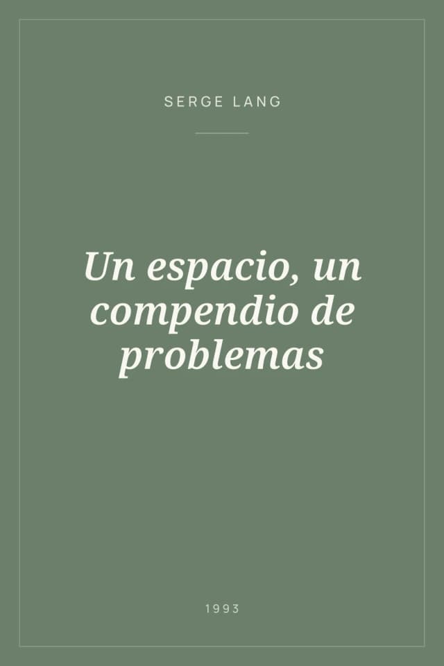 Portada de Un espacio, un compendio de problemas