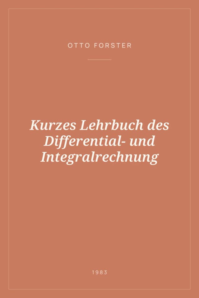 Portada de Kurzes Lehrbuch des Differential- und Integralrechnung