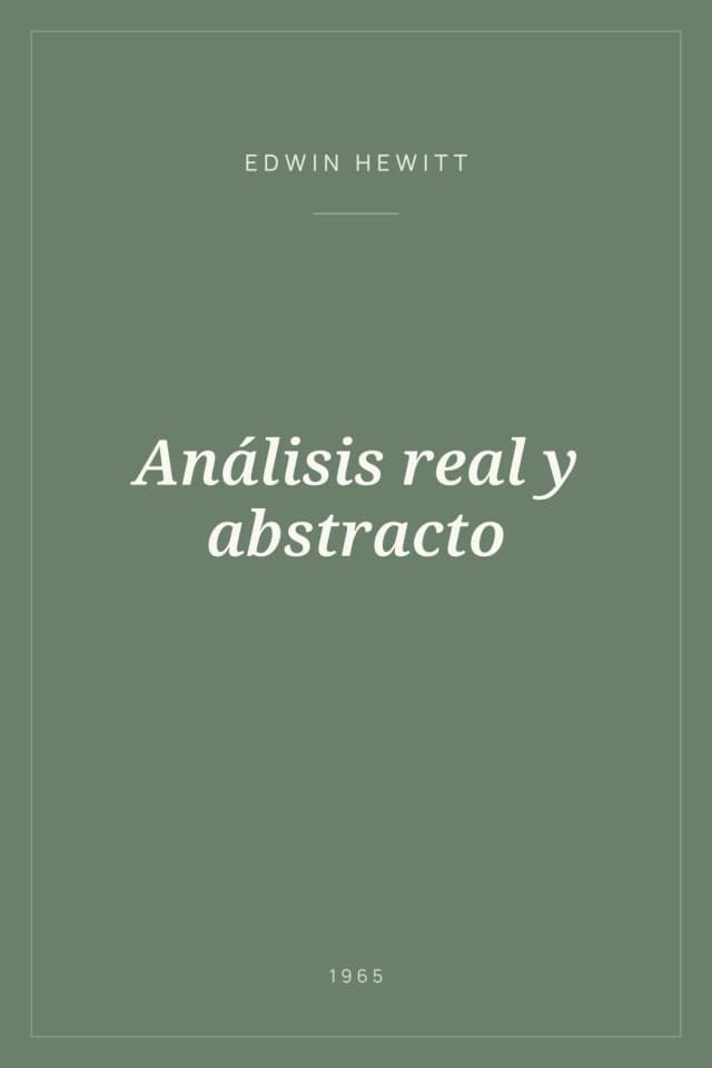 Portada de Análisis real y abstracto