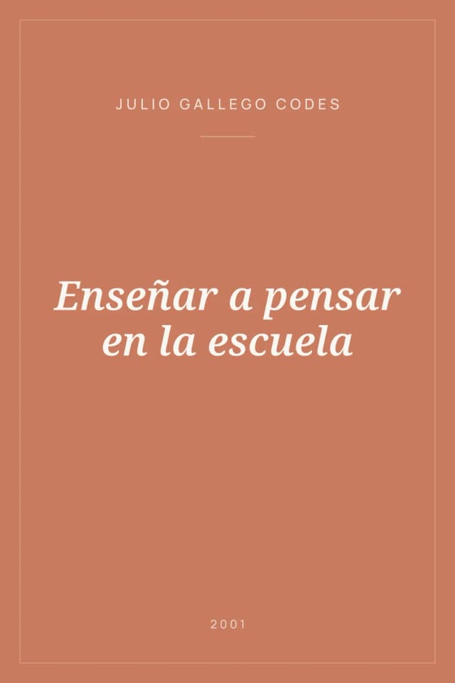 Portada de Enseñar a pensar en la escuela