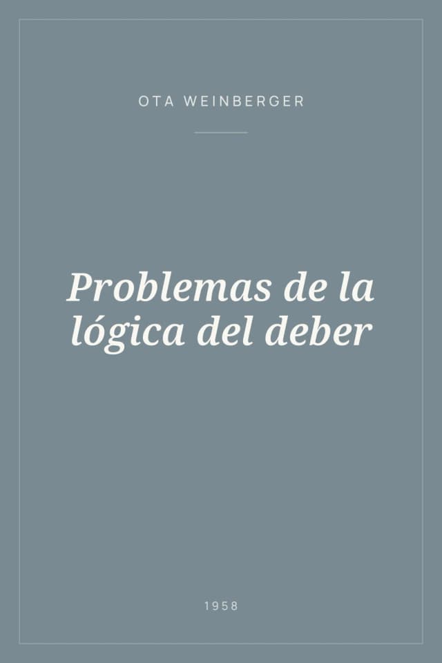 Portada de Problemas de la lógica del deber