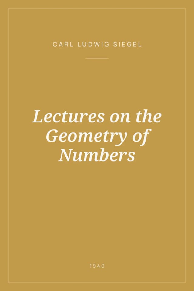 Portada de Lectures on the Geometry of Numbers