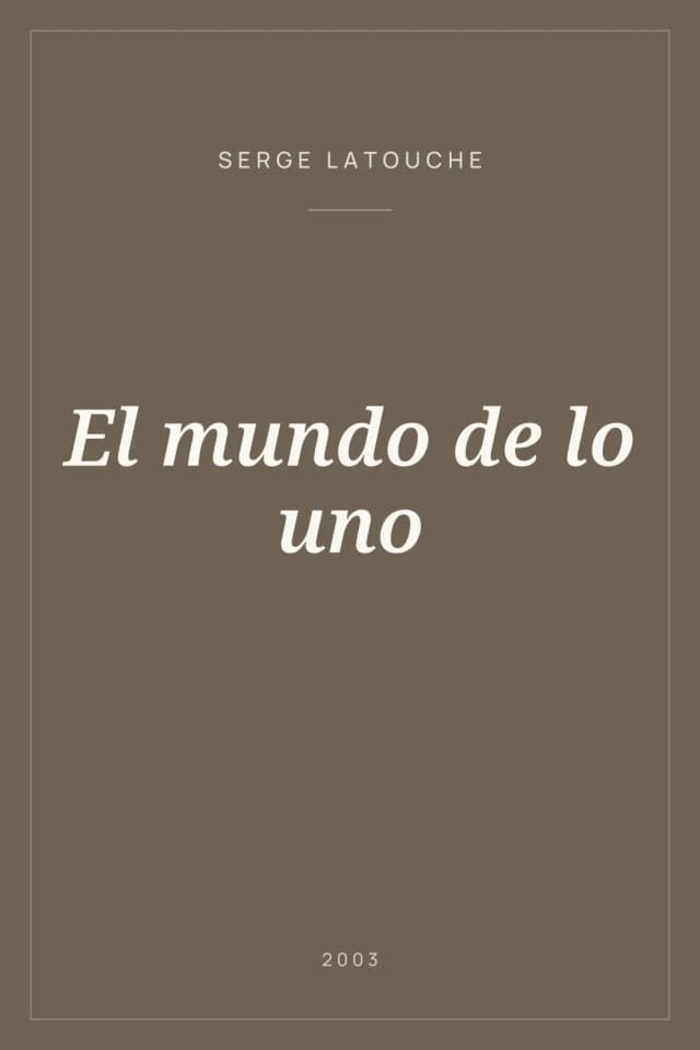 Portada de El mundo de lo uno