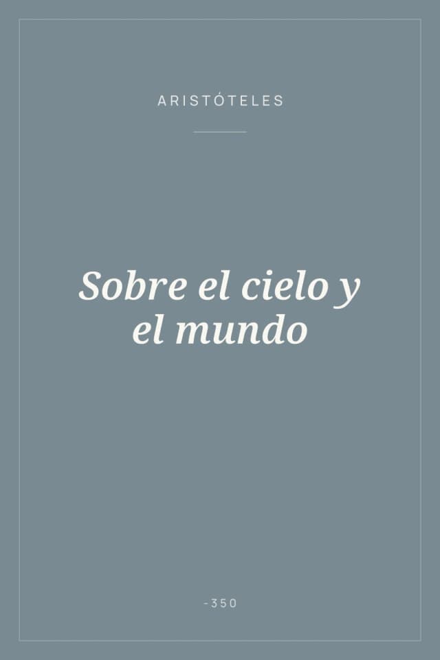 Portada de Sobre el cielo y el mundo