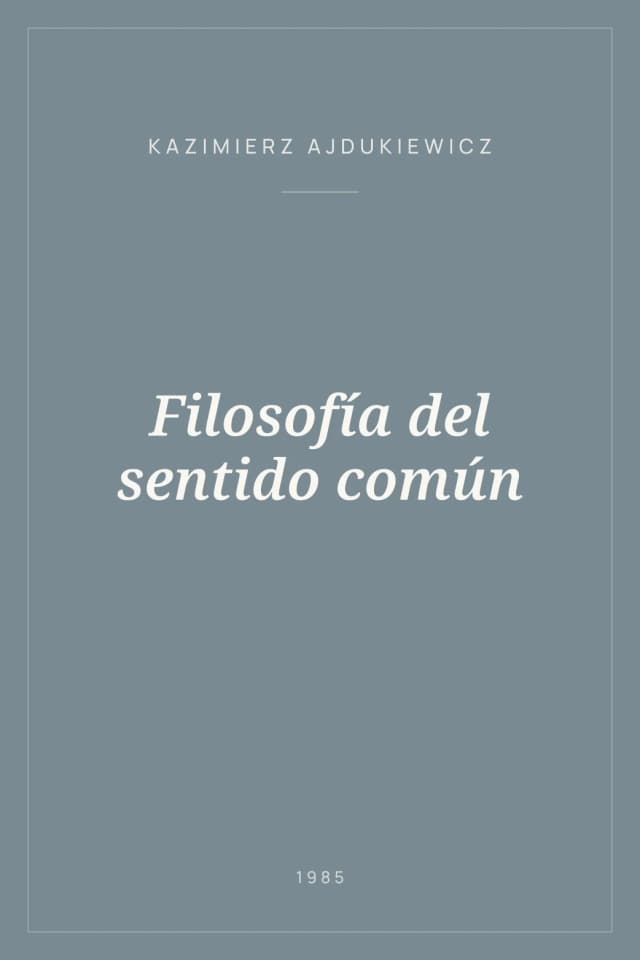 Portada de Filosofía del sentido común