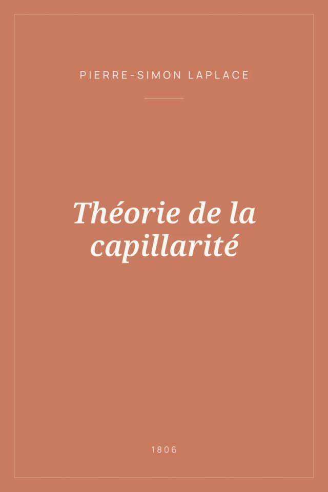 Portada de Théorie de la capillarité