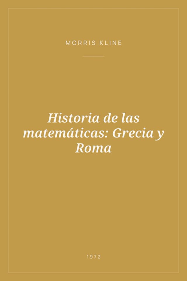 Portada de Historia de las matemáticas: Grecia y Roma