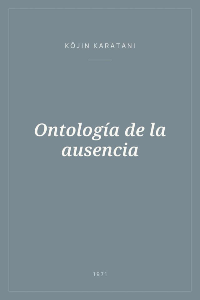 Portada de Ontología de la ausencia