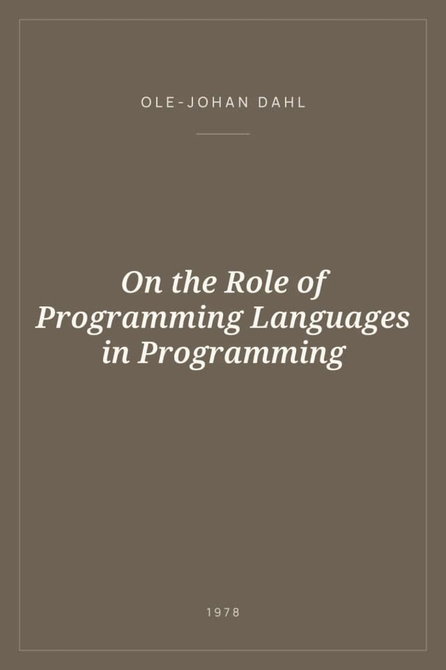 Portada de On the Role of Programming Languages in Programming