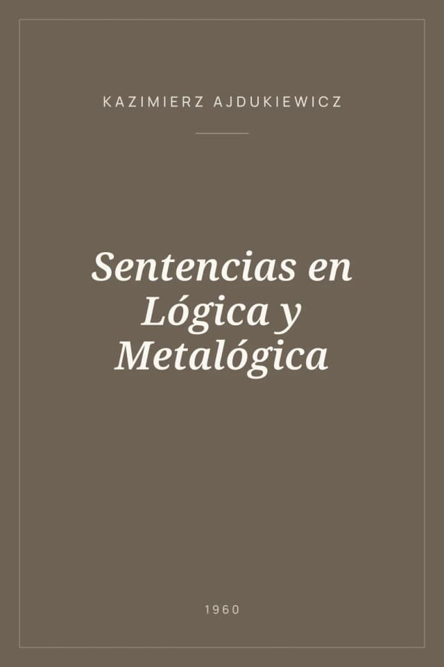 Portada de Sentencias en Lógica y Metalógica