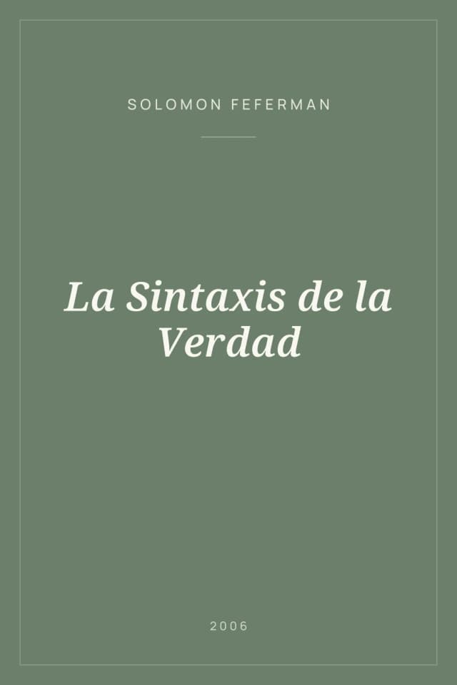 Portada de La Sintaxis de la Verdad