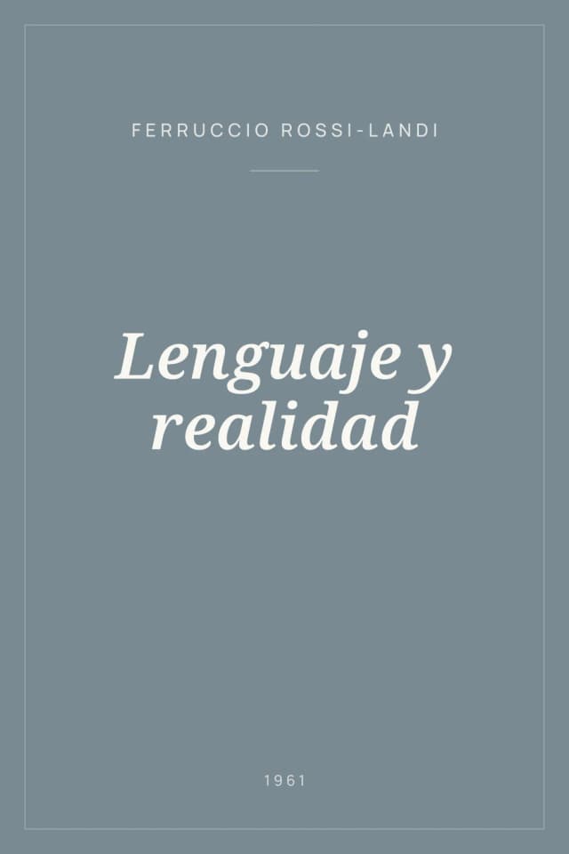 Portada de Lenguaje y realidad