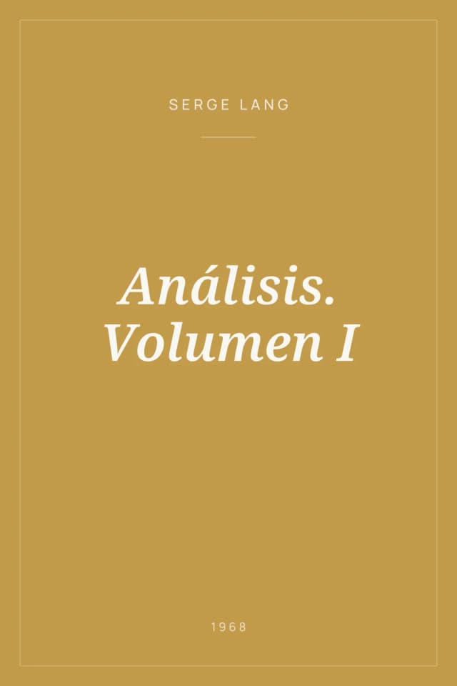 Portada de Análisis. Volumen I