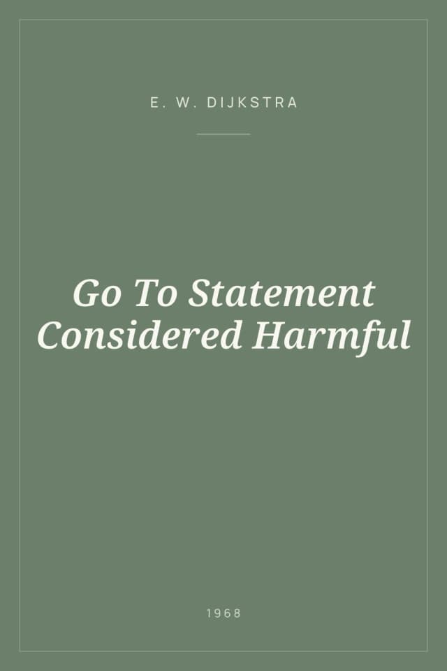 Portada de Go To Statement Considered Harmful