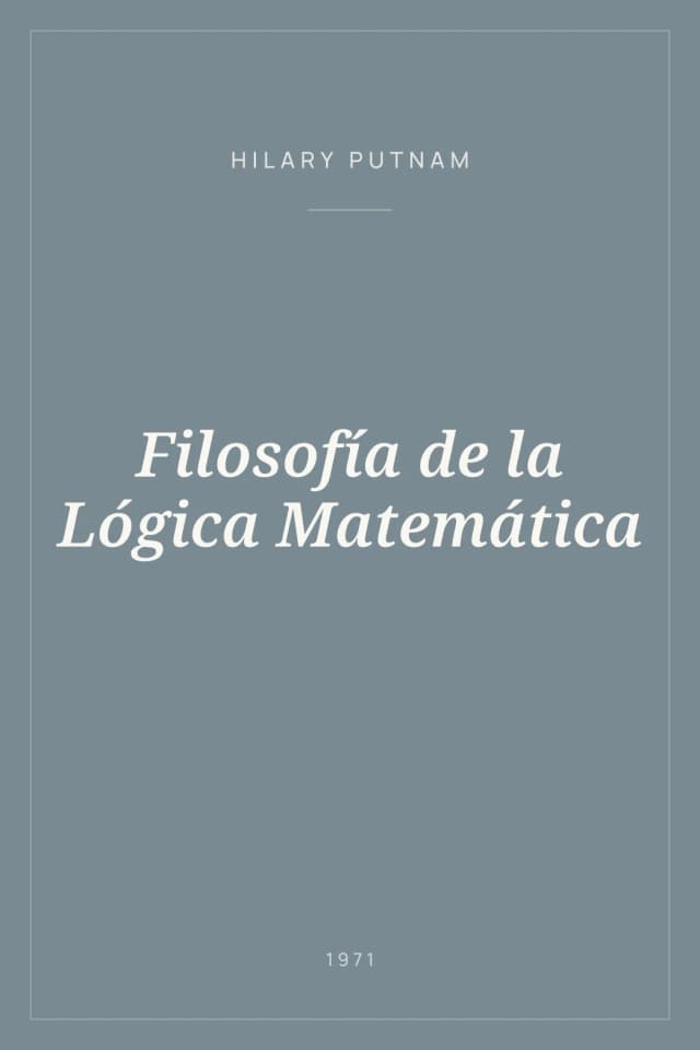 Portada de Filosofía de la Lógica Matemática