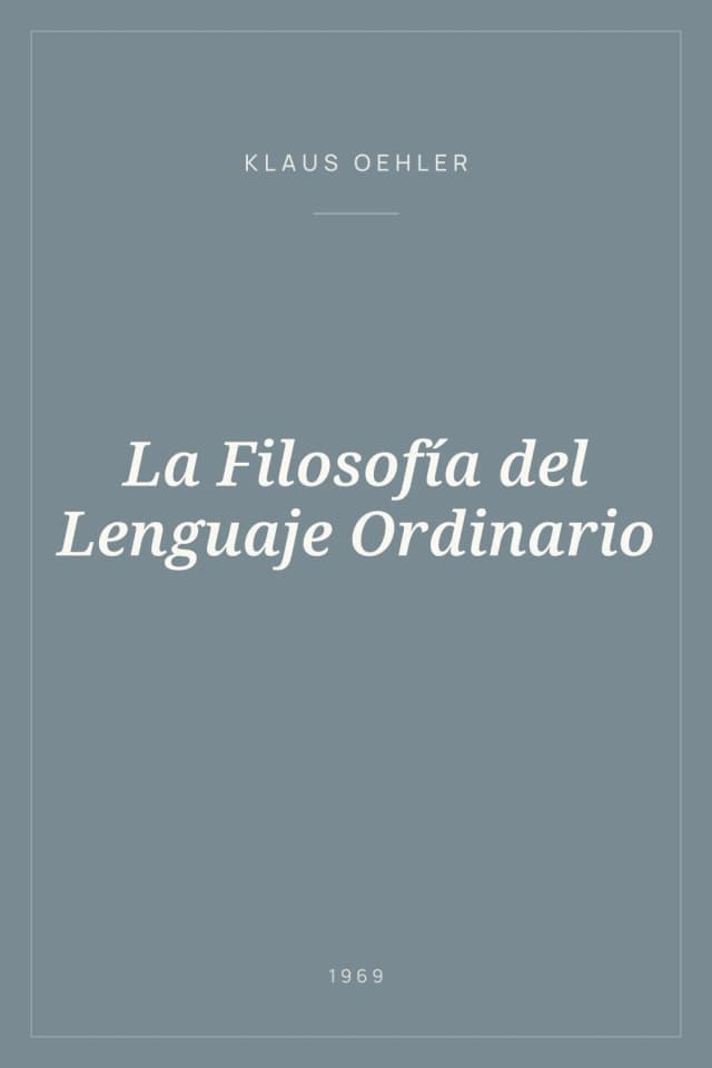 Portada de La Filosofía del Lenguaje Ordinario