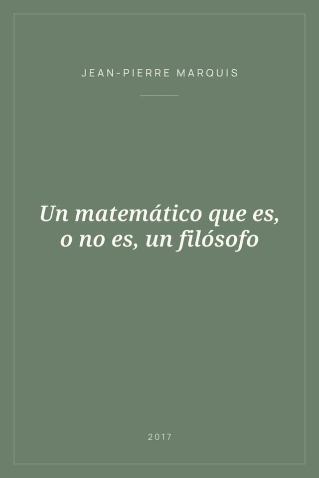 Portada de Un matemático que es, o no es, un filósofo