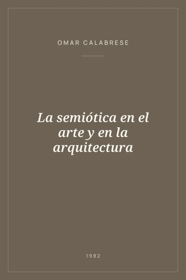 Portada de La semiótica en el arte y en la arquitectura