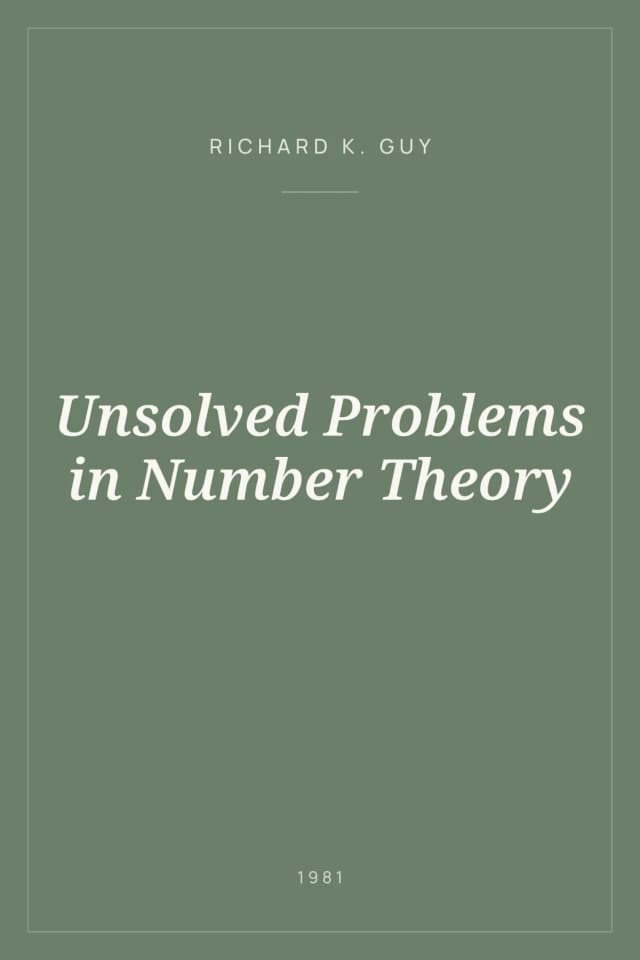Portada de Unsolved Problems in Number Theory