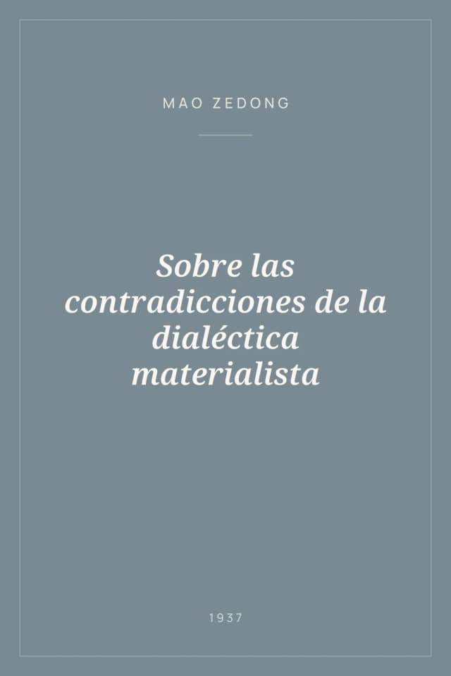 Portada de Sobre las contradicciones de la dialéctica materialista