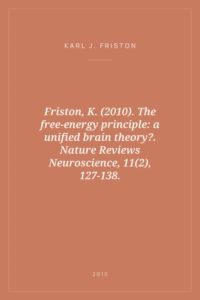 Portada de Friston, K. (2010). The free-energy principle: a unified brain theory?. Nature Reviews Neuroscience, 11(2), 127-138.