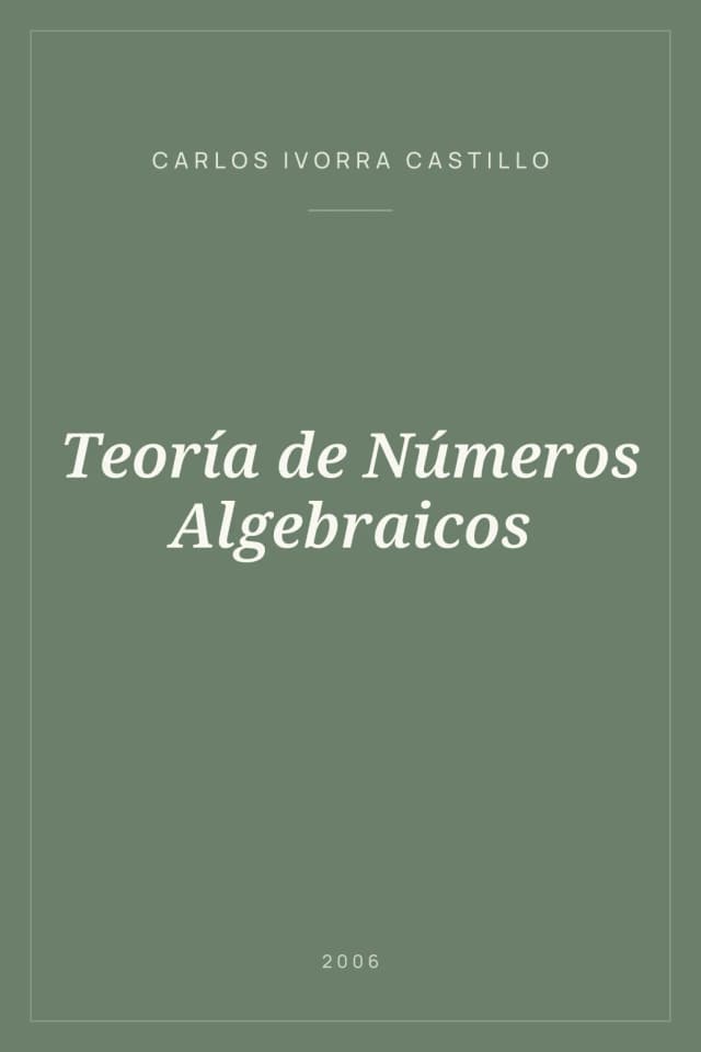 Portada de Teoría de Números Algebraicos