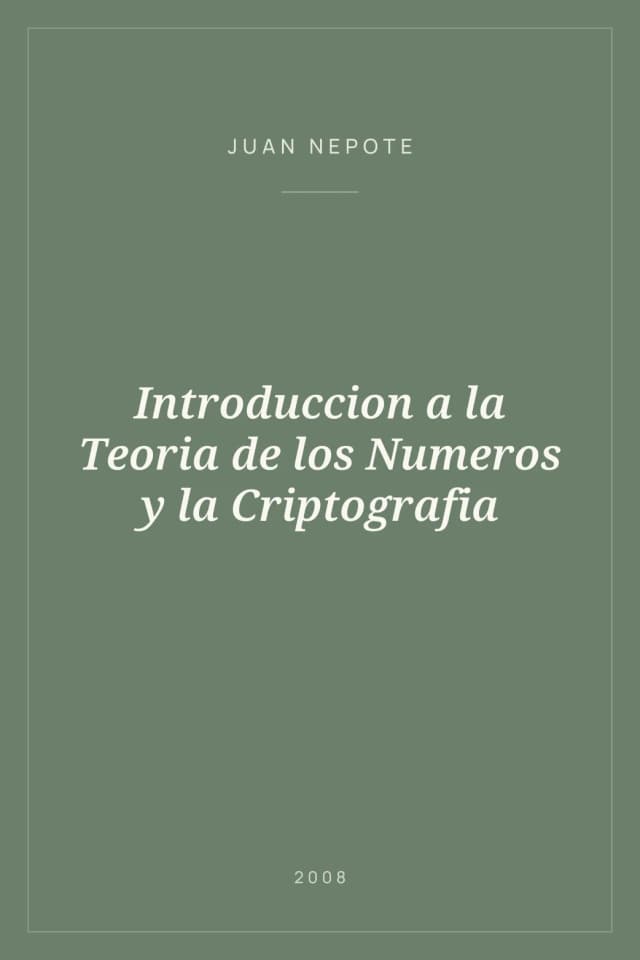Portada de Introduccion a la Teoria de los Numeros y la Criptografia