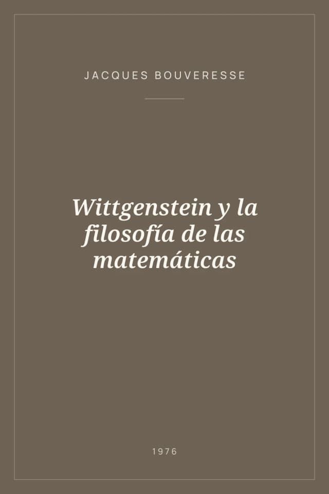 Portada de Wittgenstein y la filosofía de las matemáticas