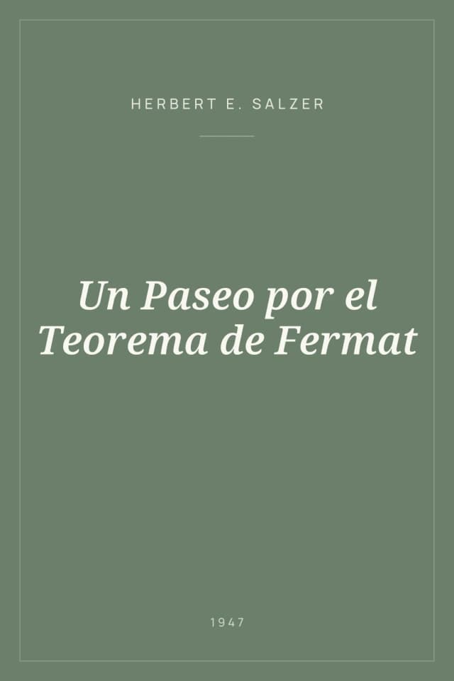 Portada de Un Paseo por el Teorema de Fermat