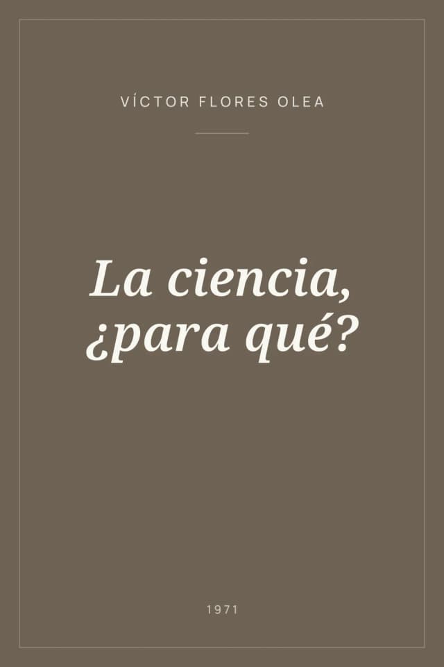 Portada de La ciencia, ¿para qué?