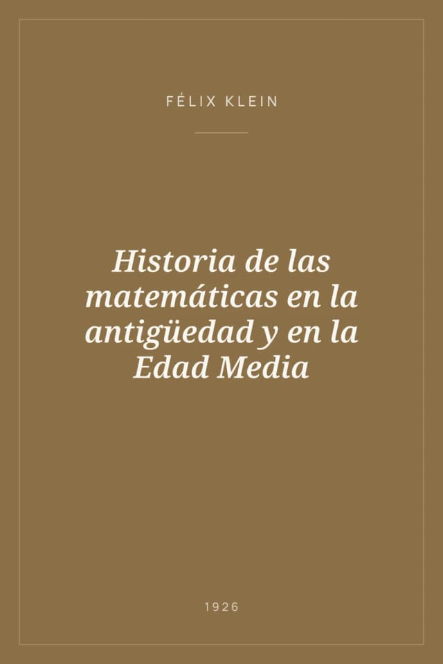 Portada de Historia de las matemáticas en la antigüedad y en la Edad Media