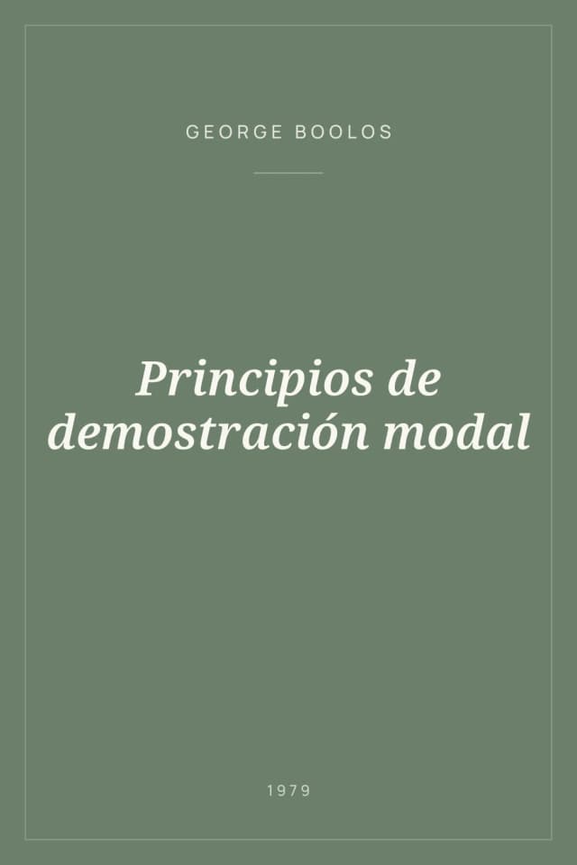Portada de Principios de demostración modal