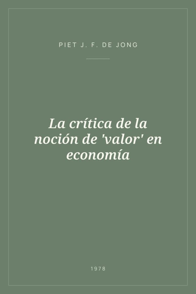 Portada de La crítica de la noción de 'valor' en economía