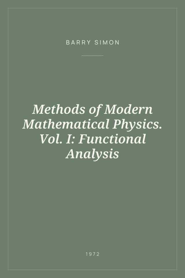 Portada de Methods of Modern Mathematical Physics. Vol. I: Functional Analysis