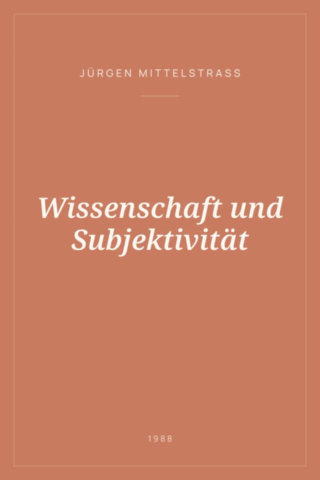 Portada de Wissenschaft und Subjektivität