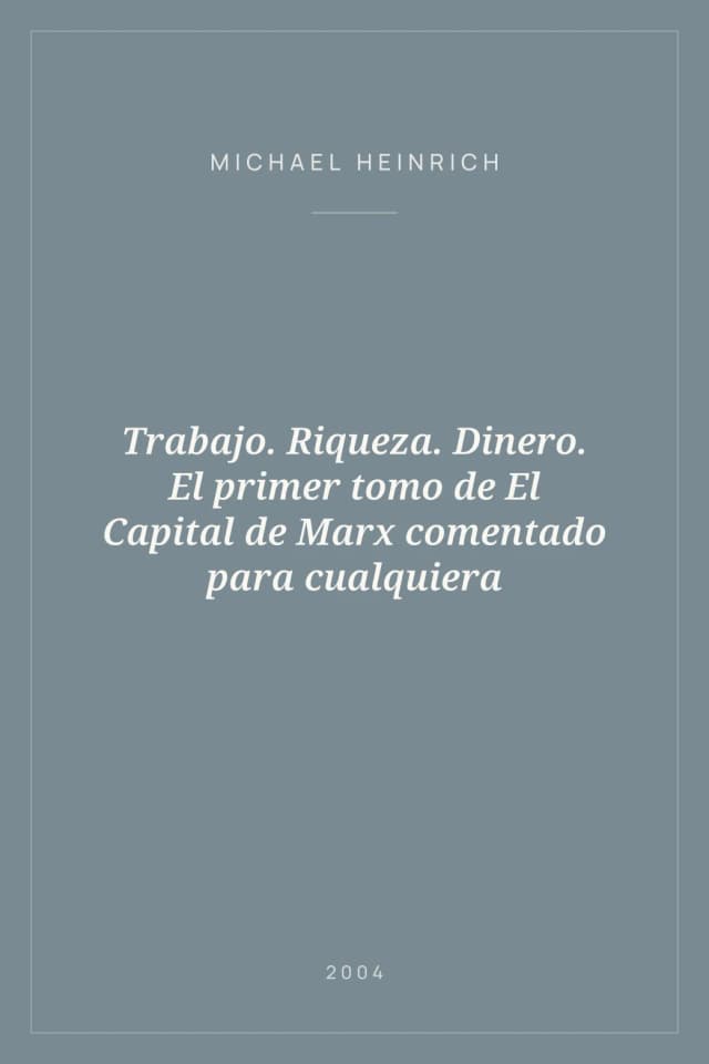 Portada de Trabajo. Riqueza. Dinero. El primer tomo de El Capital de Marx comentado para cualquiera