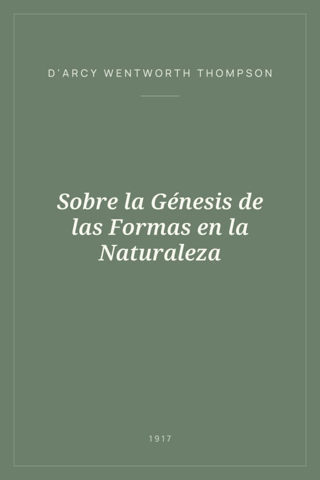 Portada de Sobre la Génesis de las Formas en la Naturaleza