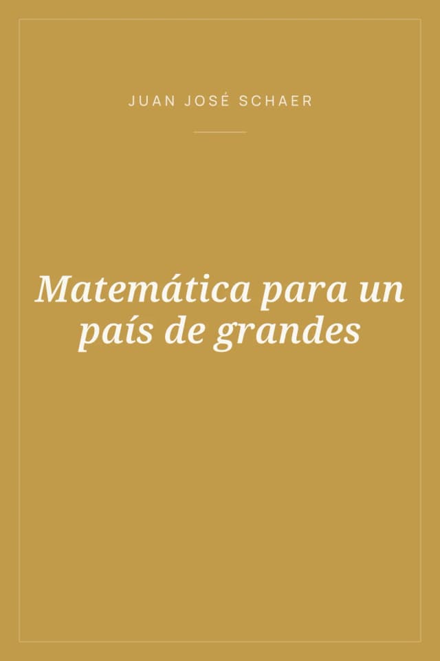 Portada de Matemática para un país de grandes