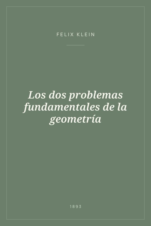 Portada de Los dos problemas fundamentales de la geometría