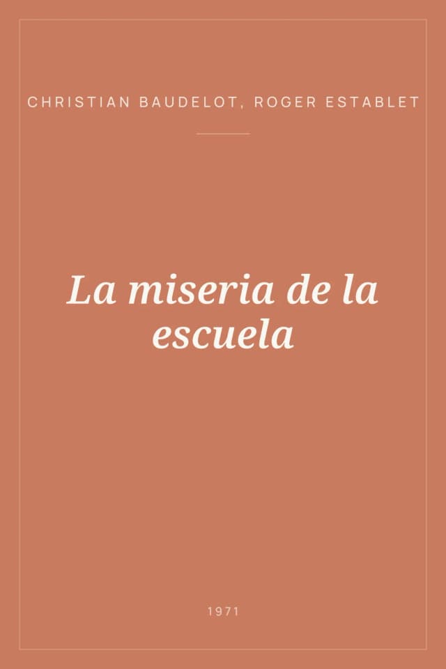 Portada de La miseria de la escuela
