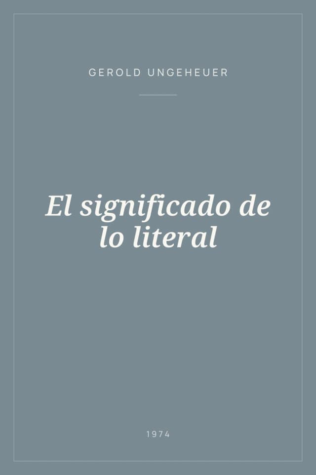 Portada de El significado de lo literal