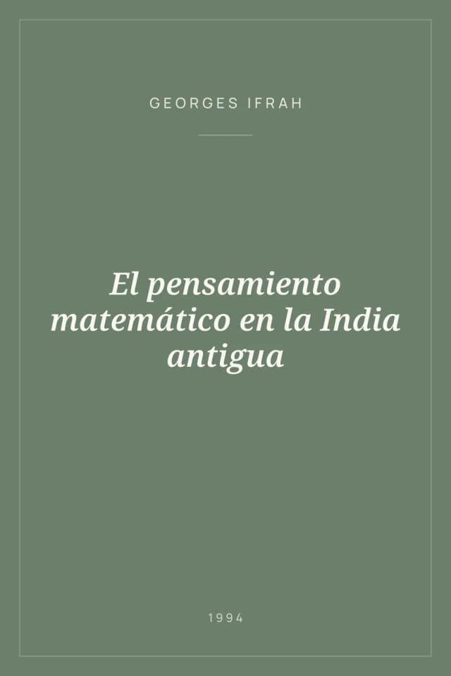 Portada de El pensamiento matemático en la India antigua