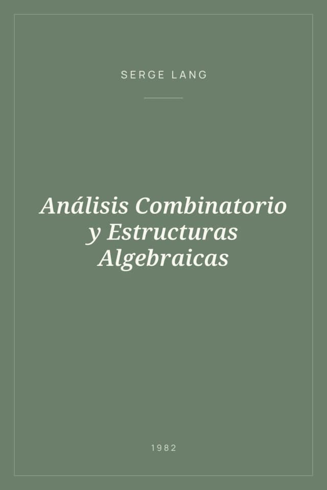 Portada de Análisis Combinatorio y Estructuras Algebraicas