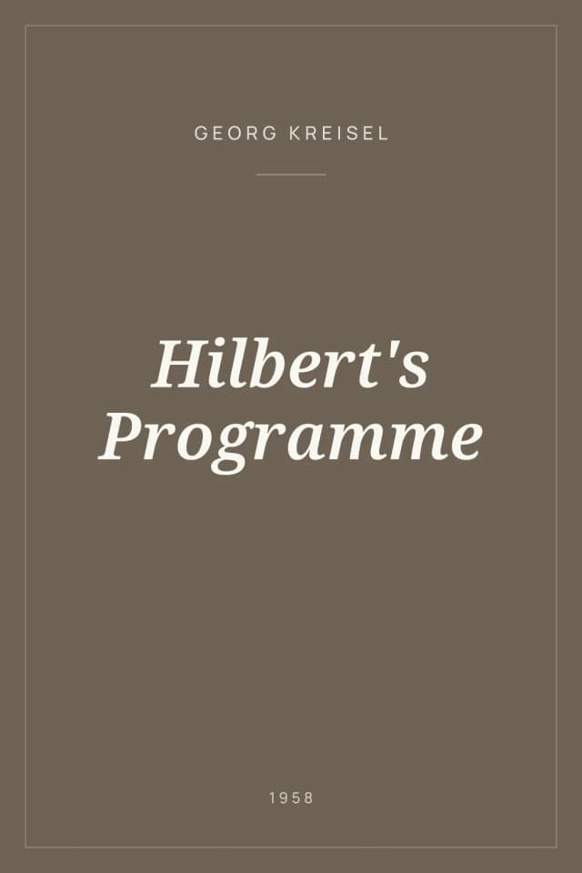 Portada de Hilbert's Programme