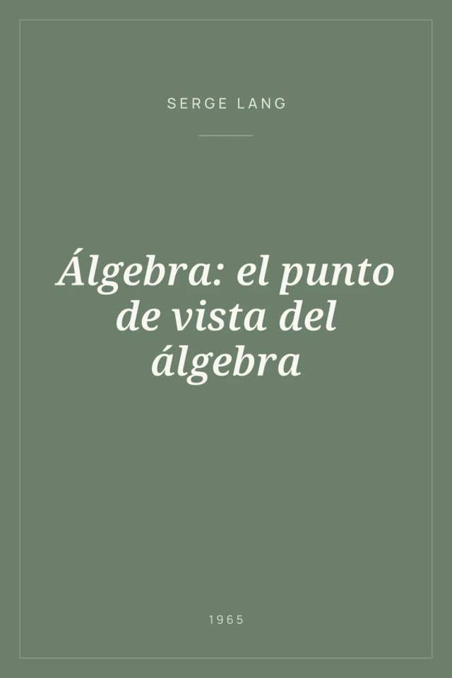 Portada de Álgebra: el punto de vista del álgebra