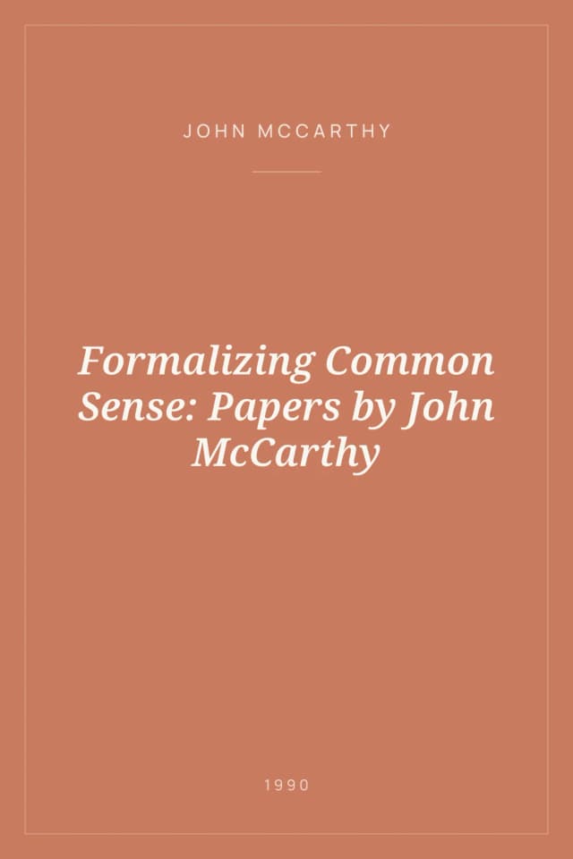 Portada de Formalizing Common Sense: Papers by John McCarthy