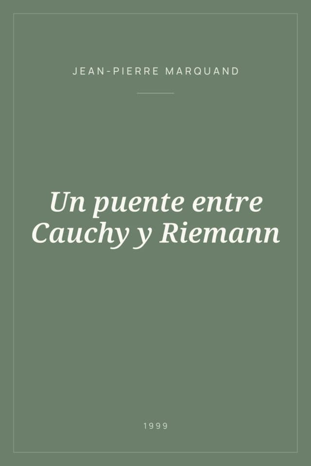 Portada de Un puente entre Cauchy y Riemann