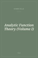 Portada de Analytic Function Theory (Volume I)