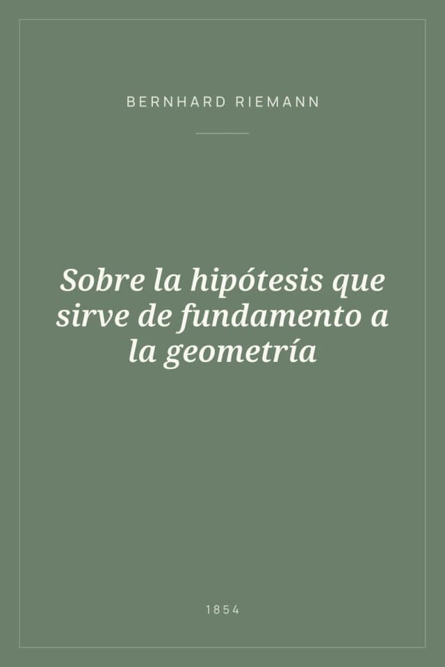 Portada de Sobre la hipótesis que sirve de fundamento a la geometría